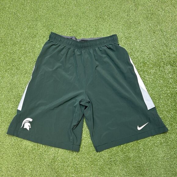 Nike Dri-Fit MSU Spartans Basketball Shorts Green White Mens Size Large - Picture 1 of 8